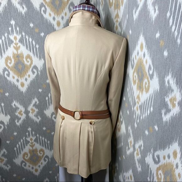 Ralph Lauren Collection ~ Beige Stretch Wool Lamb Leather Trim Equestrian Jacket - Picture 8 of 16